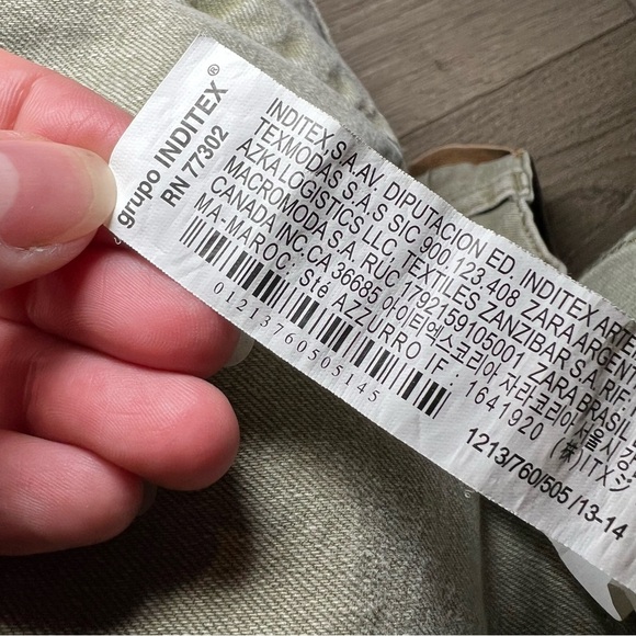 Zara Youth Junior Size Small 13-14 Green Denim Straight Leg - Picture 6 of 11